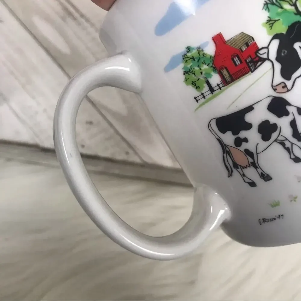 Vintage Farmhouse Cow Print Coffee Mug from 1997